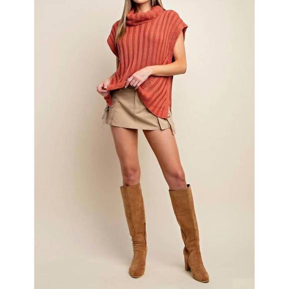 NEW KORI turtle neck sweater vest in rust - Picture 3 of 3